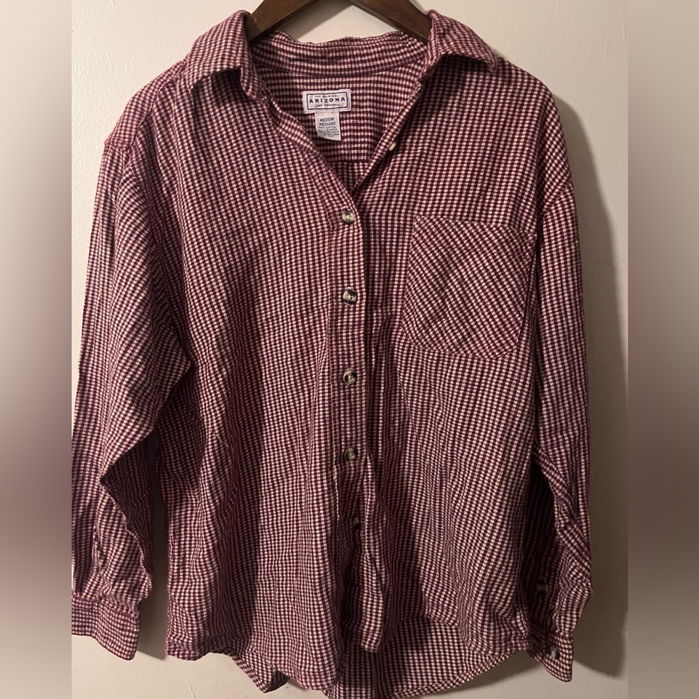 Arizona Jean Company Burgundy Checkered Shirt